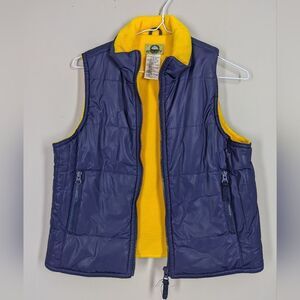 Vintage Northern Spirits Puffer Vest – Blue & Yellow Fleece – Size Small